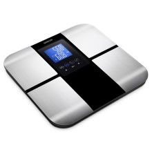 Sencor - Balança de fitness pessoal inteligente com visor LCD 2xCR2032 em aço inoxidável/preto