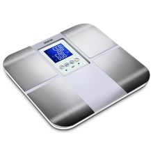 Sencor - Balança pessoal de fitness inteligente com ecrã LCD 2xCR2032 aço inoxidável/branco