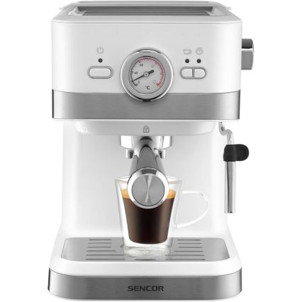 Sencor - Máquina de café espresso de palanca 1050W/230V blanca/cromo mate