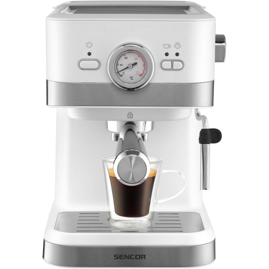 Sencor - Máquina de café espresso de palanca 1050W/230V blanca/cromo mate