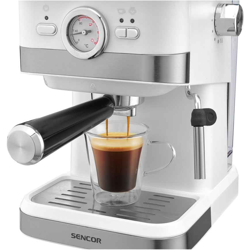 Sencor - Máquina de café espresso de palanca 1050W/230V blanca/cromo mate