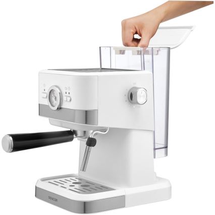 Sencor - Máquina de café espresso de palanca 1050W/230V blanca/cromo mate