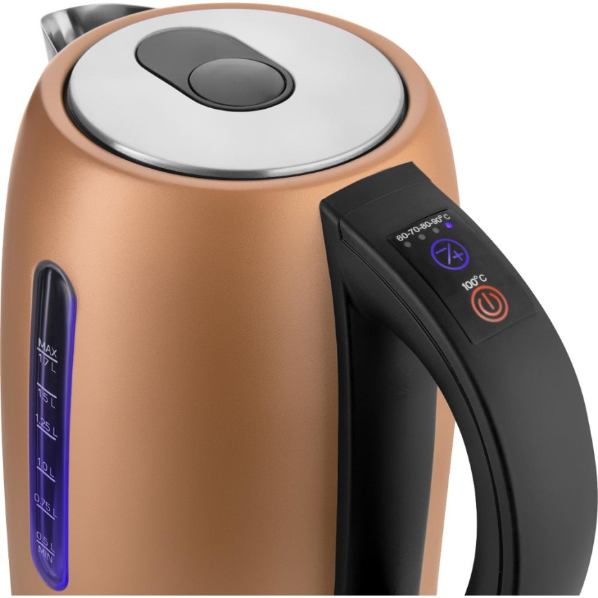 Sencor - Chaleira eléctrica com controlo de temperatura 1,7 l 2150W/230V cobre