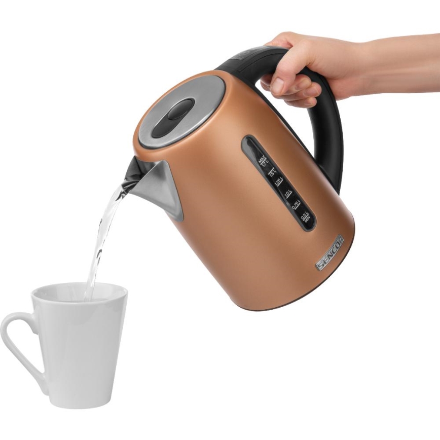 Sencor - Chaleira eléctrica com controlo de temperatura 1,7 l 2150W/230V cobre