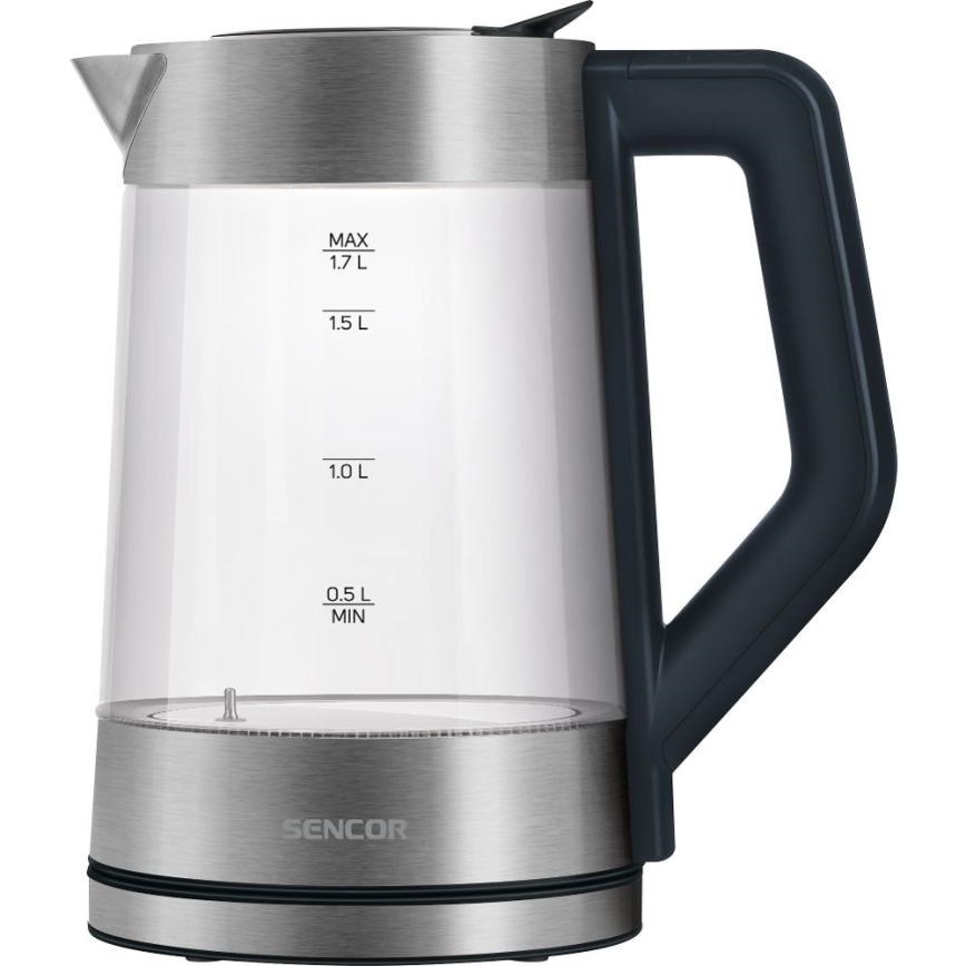 Sencor - Chaleira eléctrica com controlo de temperatura 1,7 l 2200W/230V cromo mate/preto