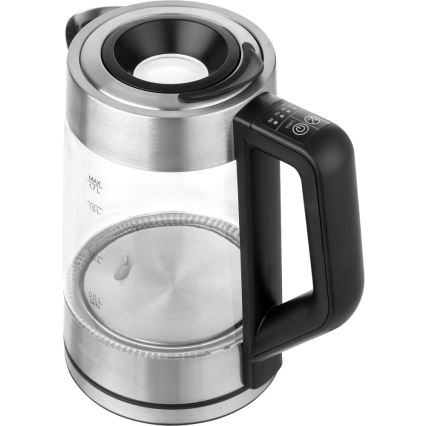 Sencor - Chaleira eléctrica com controlo de temperatura 1,7 l 2200W/230V cromo mate/preto