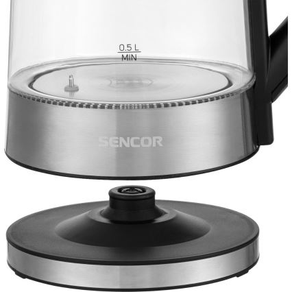Sencor - Chaleira eléctrica com controlo de temperatura 1,7 l 2200W/230V cromo mate/preto