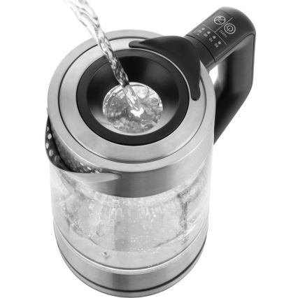 Sencor - Chaleira eléctrica com controlo de temperatura 1,7 l 2200W/230V cromo mate/preto