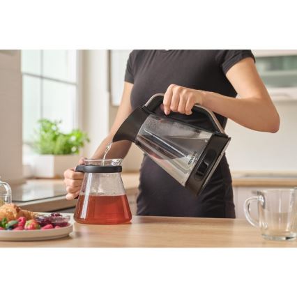 Sencor - Chaleira eléctrica de fervura rápida com termorregulação 1,5 l 2150W/230V preta/ouro rosa