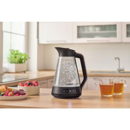 Sencor - Chaleira eléctrica de fervura rápida com termorregulação 1,5 l 2150W/230V preta/ouro rosa