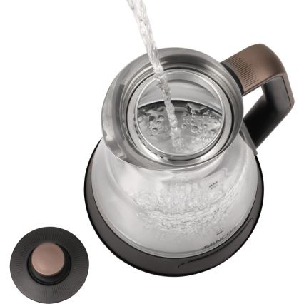 Sencor - Chaleira eléctrica de fervura rápida com termorregulação 1,5 l 2150W/230V preta/ouro rosa