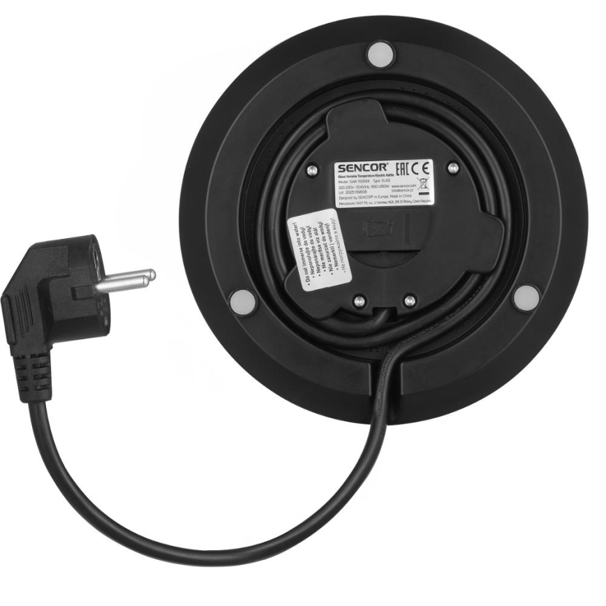Sencor - Chaleira eléctrica de fervura rápida com termorregulação 1,5 l 2150W/230V preta/ouro rosa