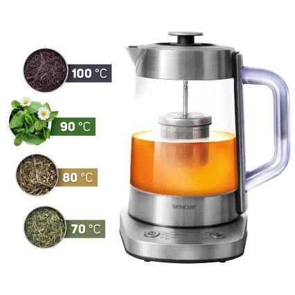 Sencor - Chaleira eléctrica rápida com controlo de temperatura 1,5 l 1500W/230V inox