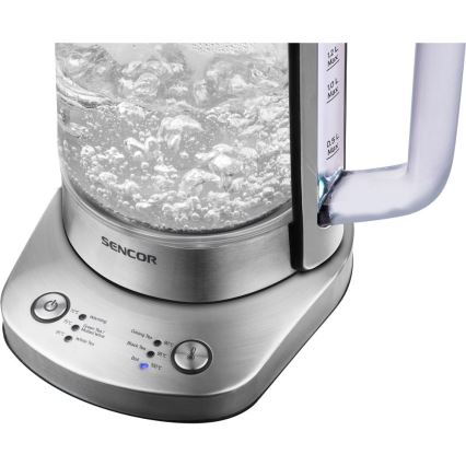 Sencor - Chaleira eléctrica rápida com controlo de temperatura 1,5 l 1500W/230V inox