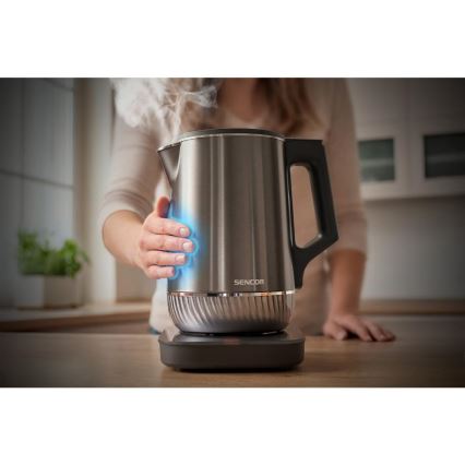 Sencor - Chaleira elétrica com controlo de temperatura 1,7 l 1800W/230V em aço inoxidável