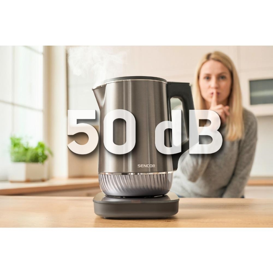 Sencor - Chaleira elétrica com controlo de temperatura 1,7 l 1800W/230V em aço inoxidável