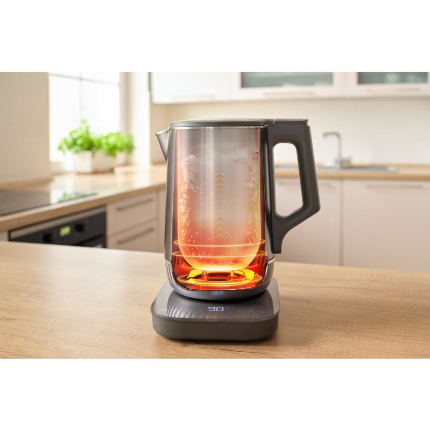 Sencor - Chaleira elétrica com controlo de temperatura 1,7 l 1800W/230V em aço inoxidável