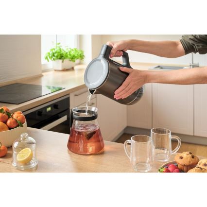 Sencor - Chaleira elétrica com controlo de temperatura 1,7 l 1800W/230V em aço inoxidável