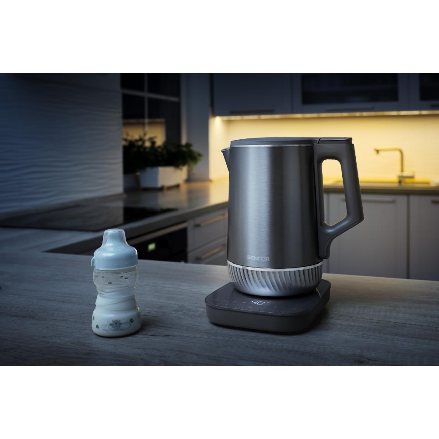Sencor - Chaleira elétrica com controlo de temperatura 1,7 l 1800W/230V em aço inoxidável