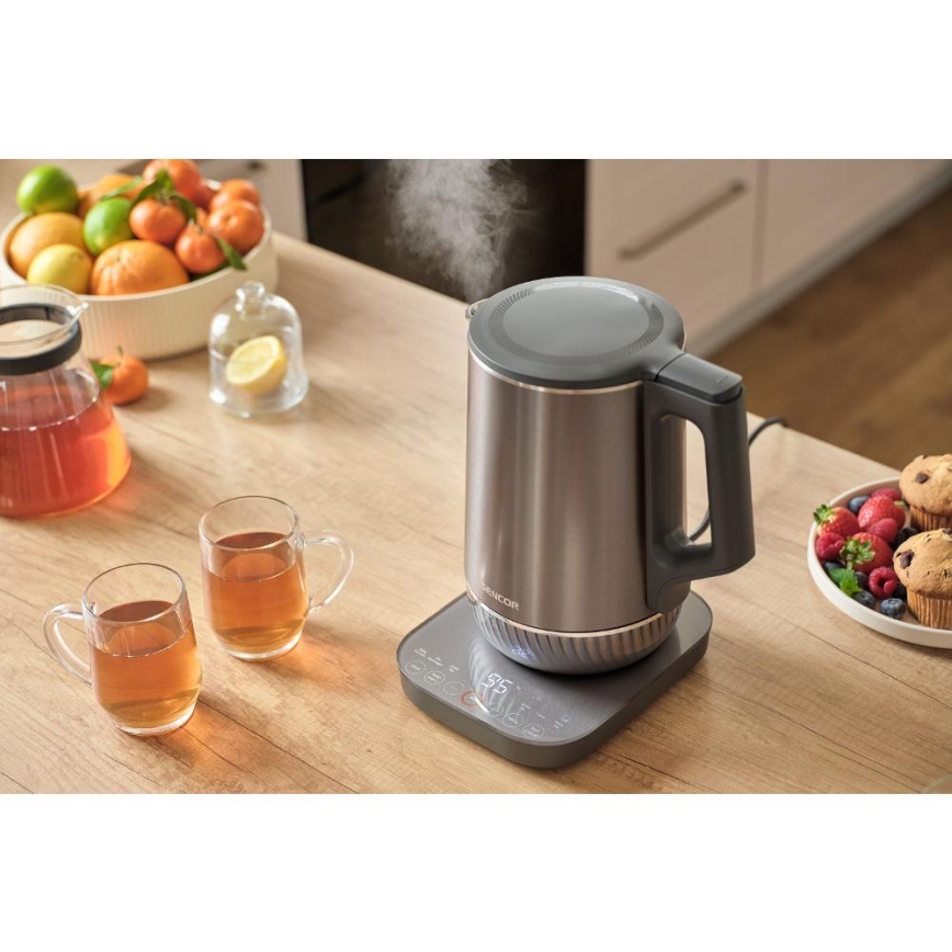Sencor - Chaleira elétrica com controlo de temperatura 1,7 l 1800W/230V em aço inoxidável