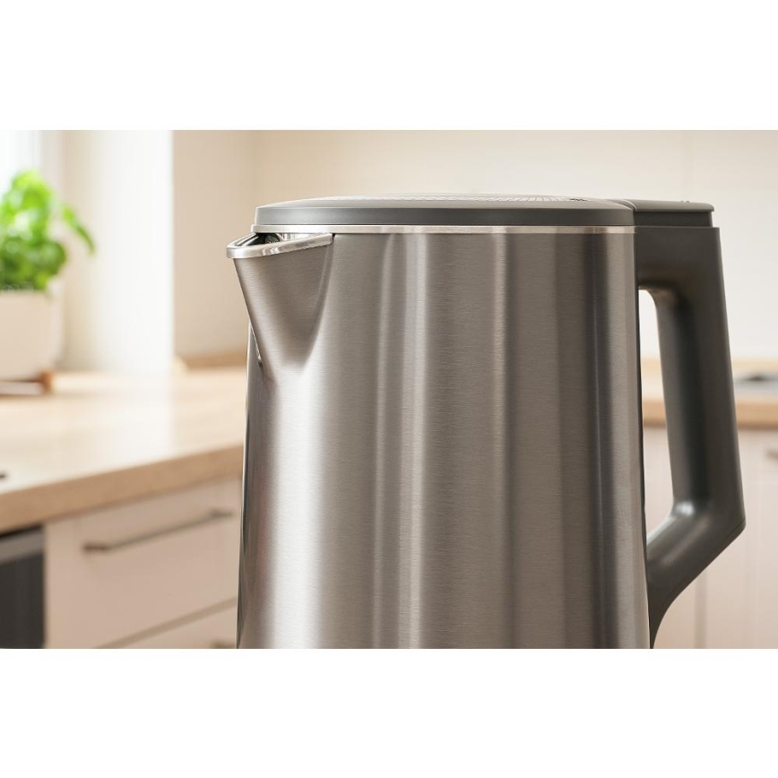 Sencor - Chaleira elétrica com controlo de temperatura 1,7 l 1800W/230V em aço inoxidável