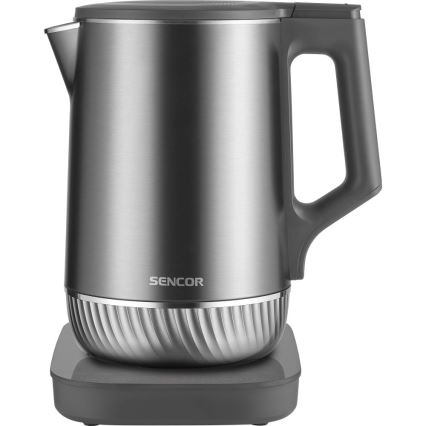 Sencor - Chaleira elétrica com controlo de temperatura 1,7 l 1800W/230V em aço inoxidável