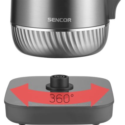 Sencor - Chaleira elétrica com controlo de temperatura 1,7 l 1800W/230V em aço inoxidável