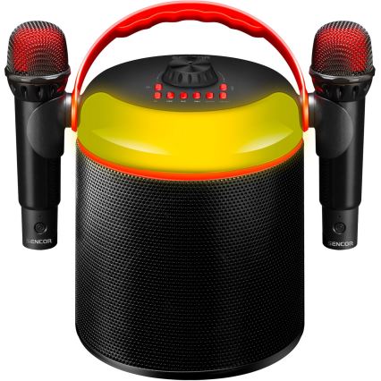 Sencor - Coluna LED com microfones sem fios 4000 mAh + 2x 1200 mAh
