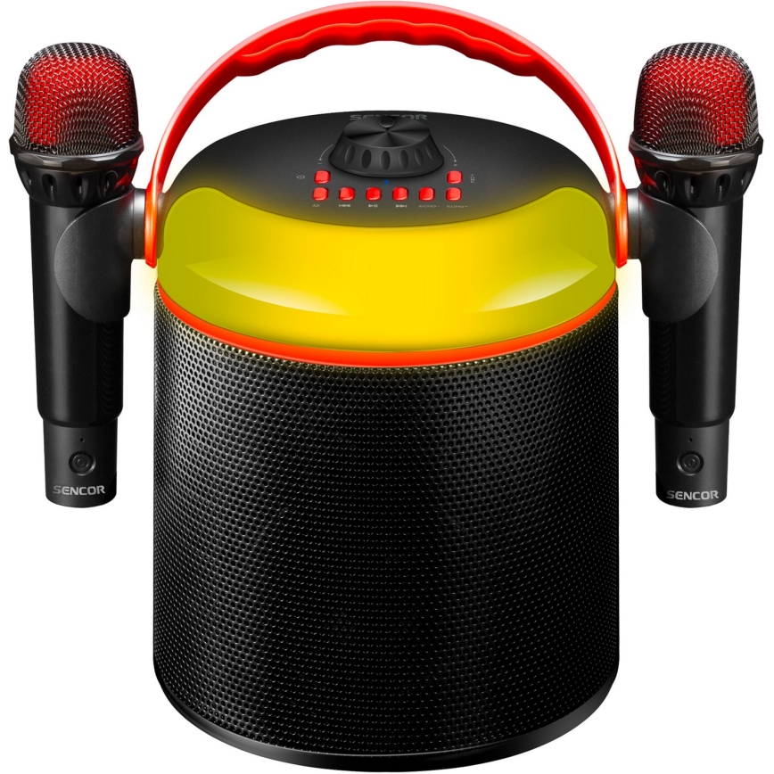Sencor - Coluna LED com microfones sem fios 4000 mAh + 2x 1200 mAh