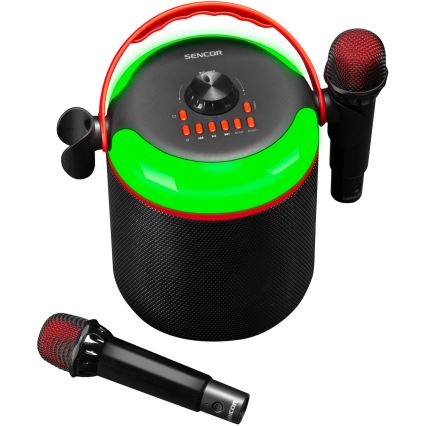 Sencor - Coluna LED com microfones sem fios 4000 mAh + 2x 1200 mAh