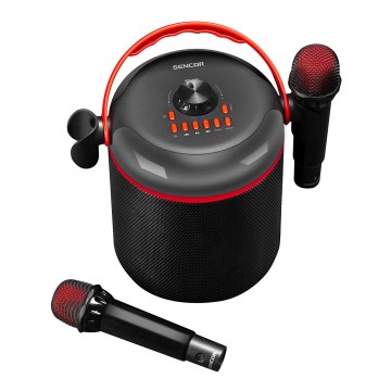 Sencor - Coluna LED com microfones sem fios 4000 mAh + 2x 1200 mAh