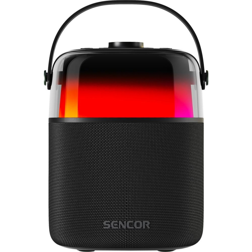 Sencor - Coluna LED RGB com microfones sem fios 35W 8000 mAh + 2x 1800 mAh IPX5 preta