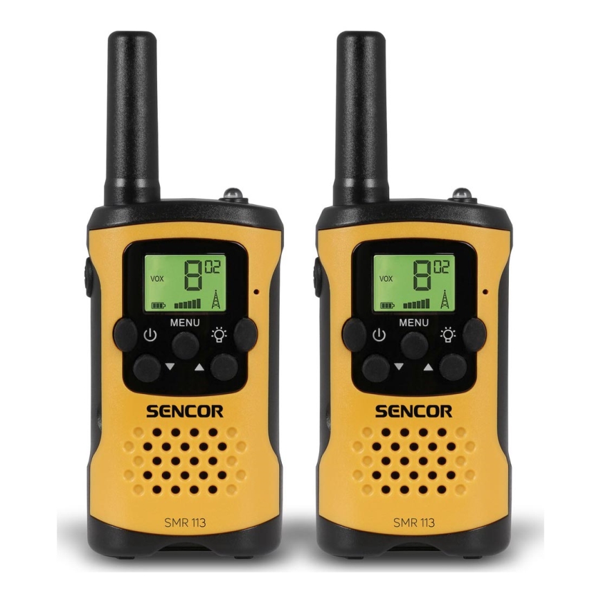 Sencor - CONJUNTO 2x Walkie-talkie 3xAAA alcance 5 km amarelo/preto