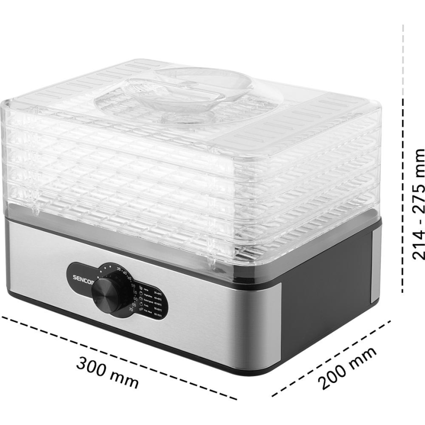 Sencor - Desidratador de alimentos com controlo de temperatura 700 W/230 V