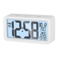 Sencor - Despertador com visor LCD e termómetro 2xAAA branco