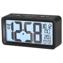 Sencor - Despertador com visor LCD e termómetro 2xAAA preto