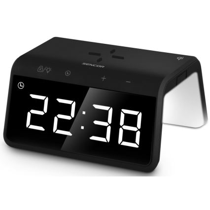 Sencor - Despertador LED RGB com carregamento sem fios 10W/1xCR2032