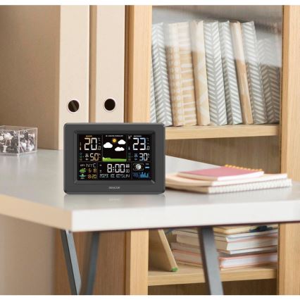 Sencor - Estação meteorológica com ecrã LCD a cores 3xAA + 2xAA preta