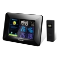 Sencor - Estação meteorológica com ecrã LCD a cores e despertador 3xAAA + 2xAA preto