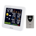 Sencor - Estação meteorológica com ecrã LCD a cores e despertador 3xAAA + 2xAAA branca