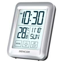 Sencor - Estação meteorológica com visor LCD com relógio despertador 2xAAA