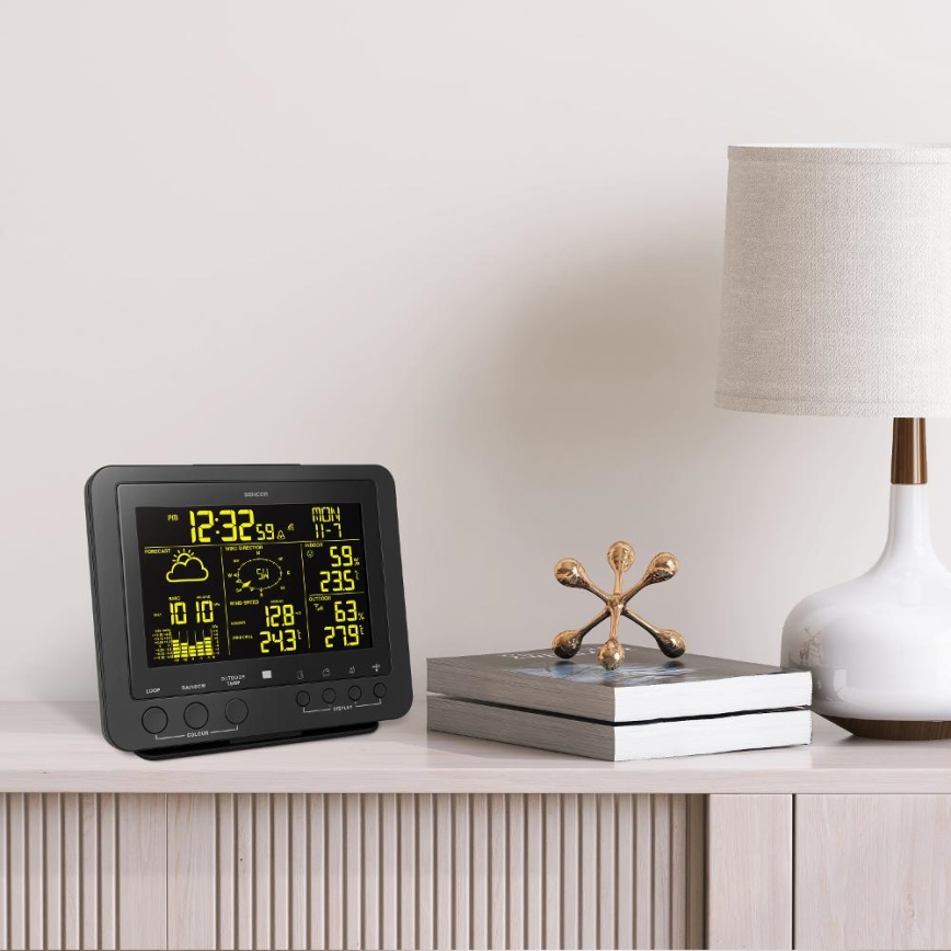 Sencor - Estação meteorológica profissional com ecrã LCD 5V/1xCR2032 + 3xAA