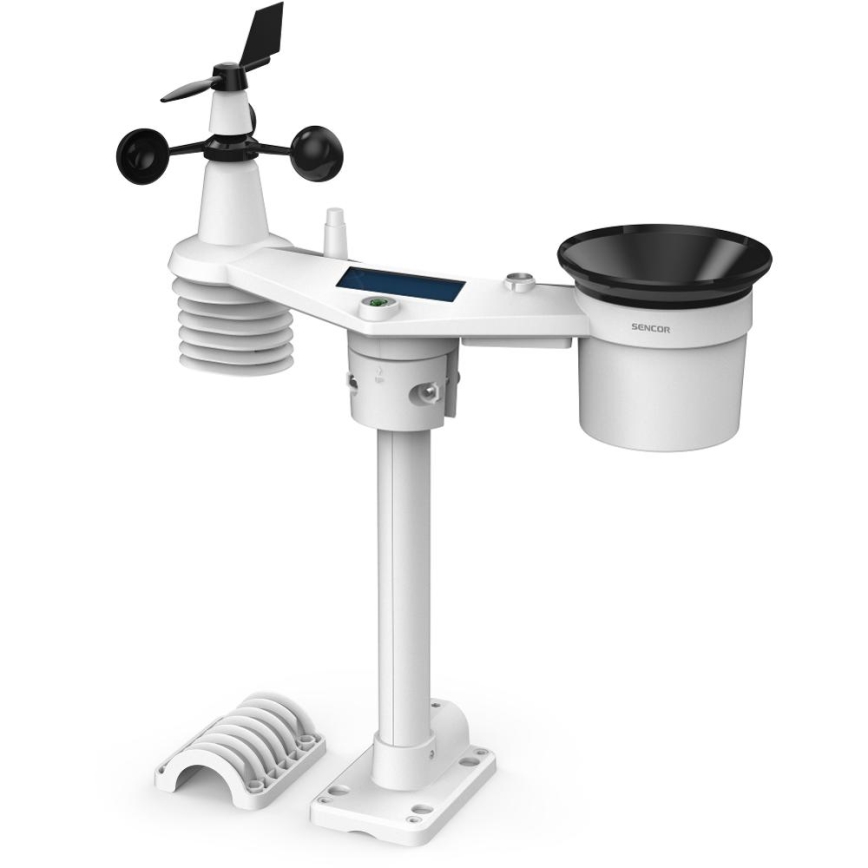 Sencor - Estação meteorológica profissional com ecrã LCD a cores 5V 1xCR2032 + 3xAA + 2xAA Wi-Fi Tuya