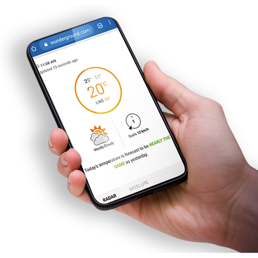 Sencor - Estação meteorológica profissional com ecrã LCD colorido, alimentação 5V/1xCR2032 + 3xAA, com Wi-Fi