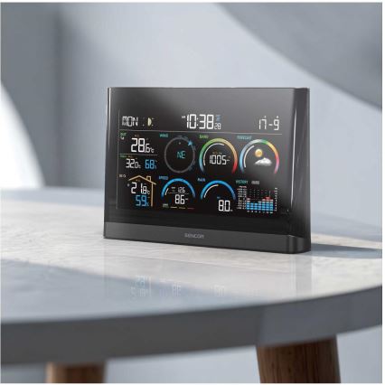 Sencor - Estação meteorológica profissional com ecrã LCD a cores e despertador 5V/3xAAA + 3xAA