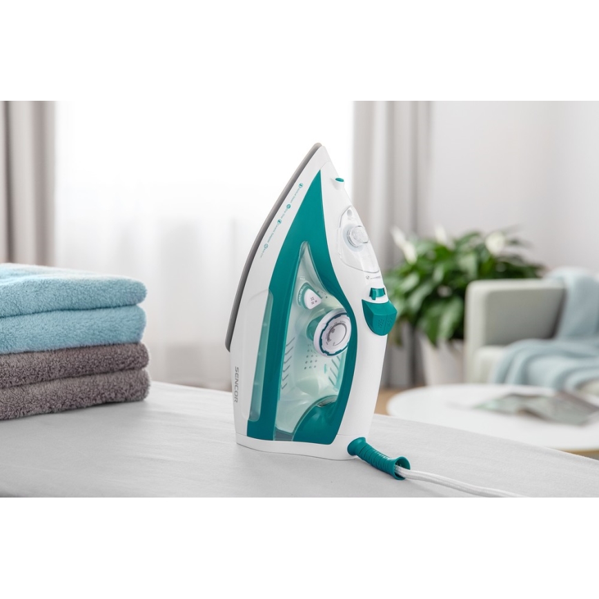 Sencor - Ferro a vapor 2600W/230V turquesa/branco