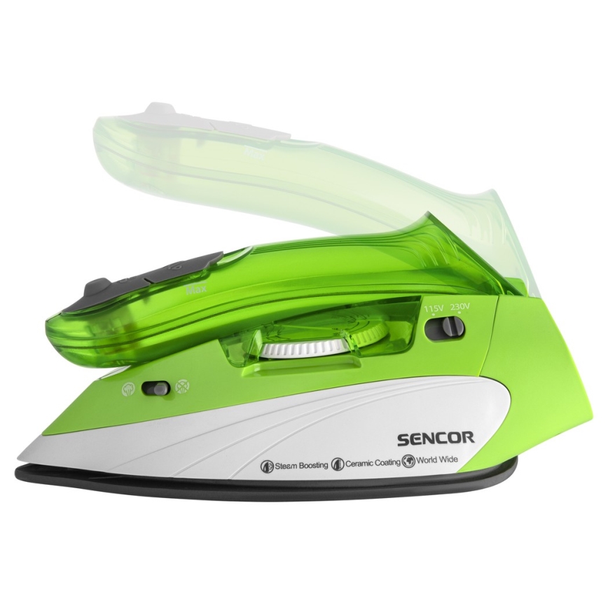 Sencor - Ferro a vapor de viagem 1100W/115V/230V verde