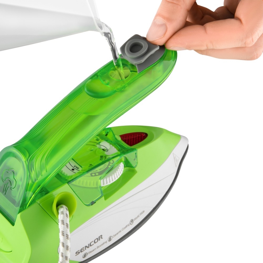 Sencor - Ferro a vapor de viagem 1100W/115V/230V verde