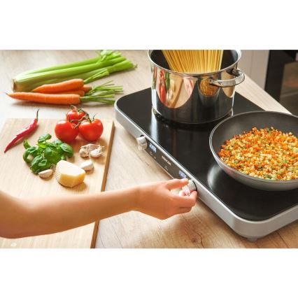 Sencor - Placa de vitrocerâmica de duas zonas com ecrã LCD 3500W/230V