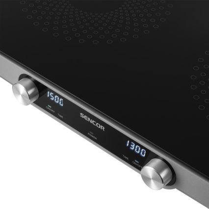 Sencor - Placa de vitrocerâmica de duas zonas com ecrã LCD 3500W/230V